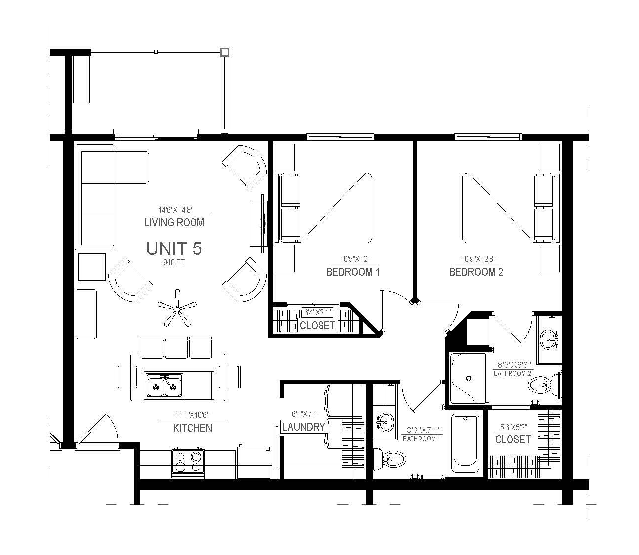 2 bed 2 bath Legacy Creekside Apartments Floor Plans