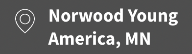 Norwood young america , mn is written in white on a black background.