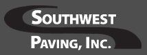 A black and white logo for southwest paving inc.