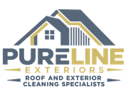 PureLine Exteriors logo with house roof graphic and text “Roof and Exterior Cleaning Specialists”