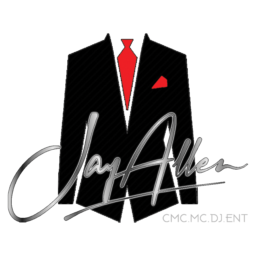 A logo for joy allen shows a man in a suit and tie