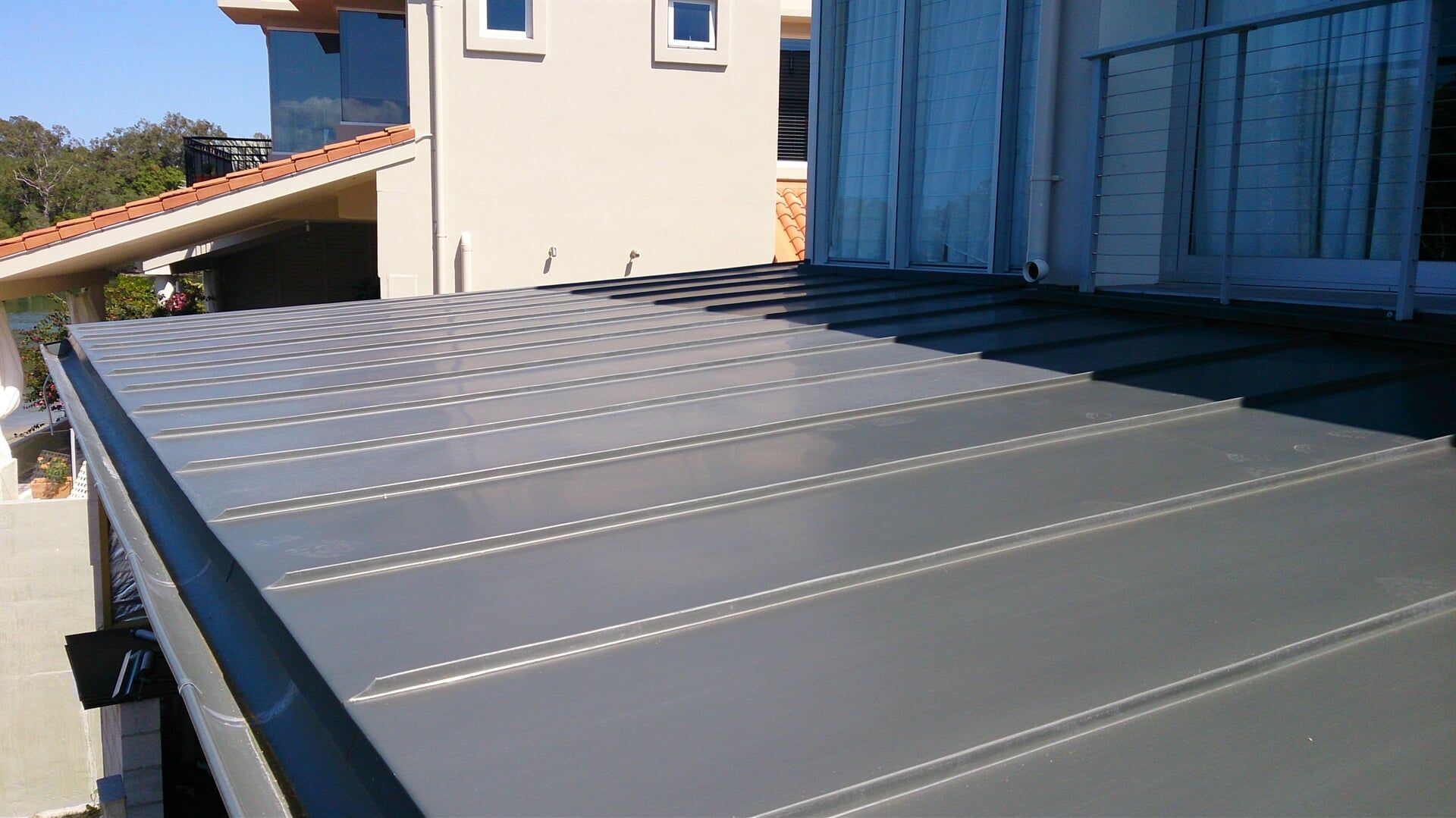 Rheinzink Graphite Grey in Double Standing Seam System