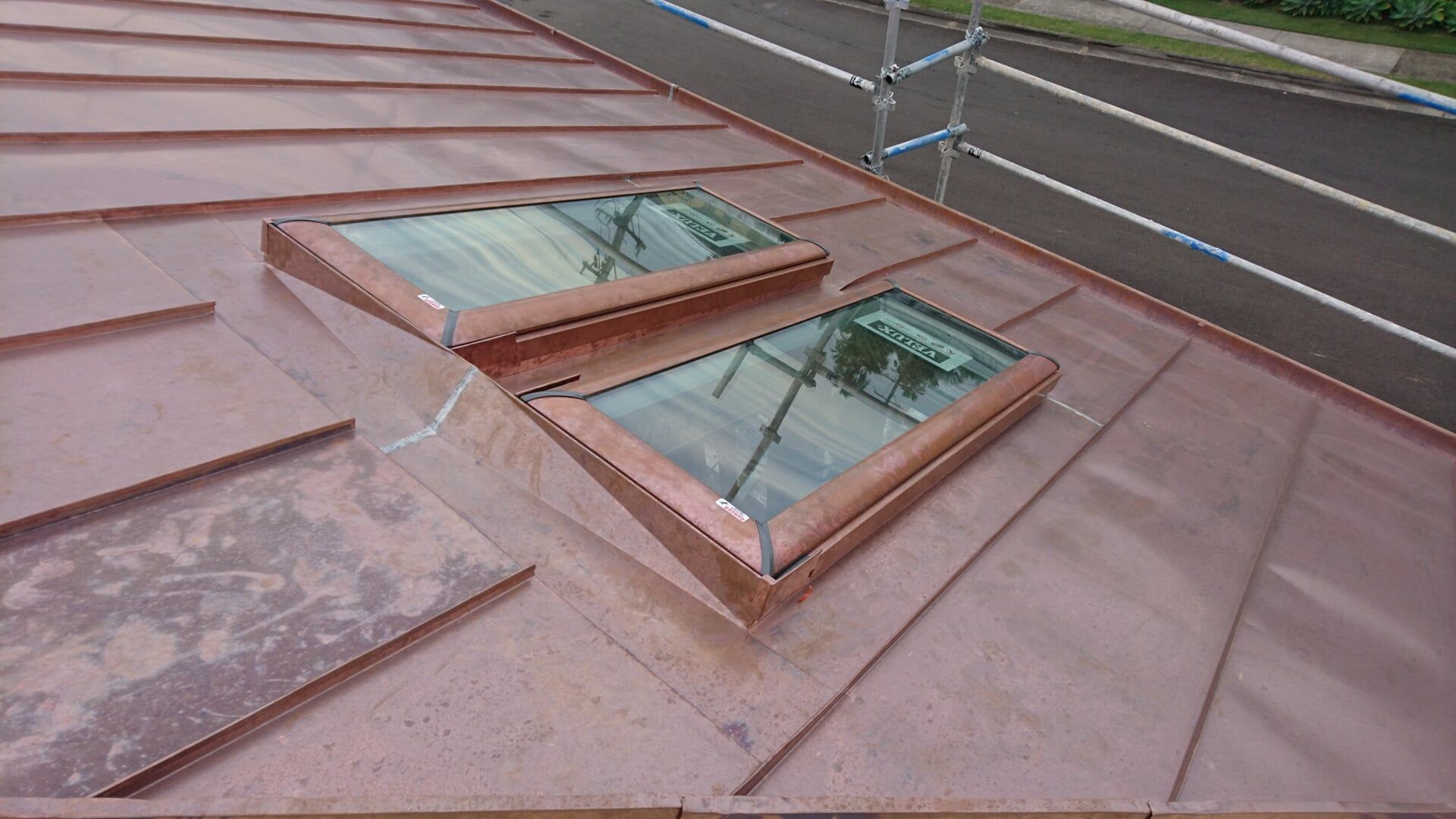 Custom Skylights on Double Standing Seam Roof