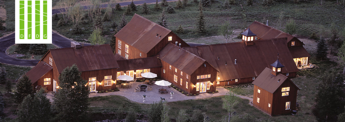 Aerial view of large home.