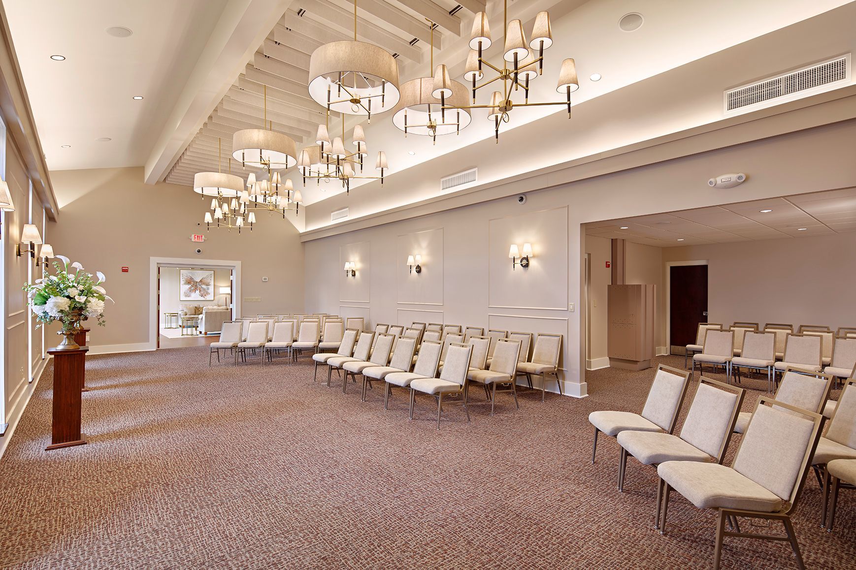 Interior view of Oak Chapel at Morris-Baker Funeral Home & Cremation Services location in Johnson City, TN.
