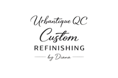 Urhantique QC Custom Refinishing by Diana logo in black cursive and serif text on a white background