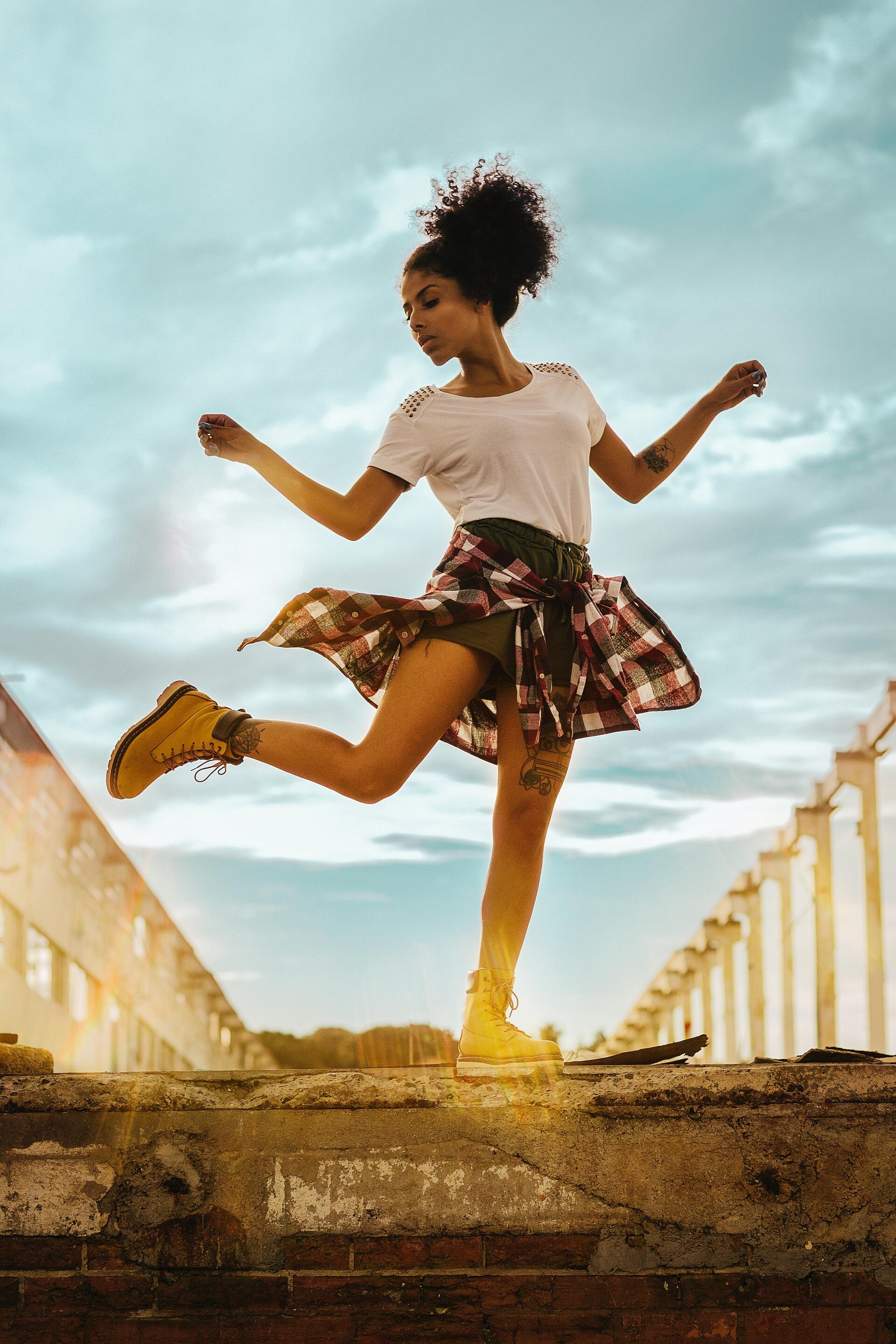 Woman dancing outside