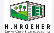 Kroeker Lawn Care & Landscaping logo with green text and a brick lawn graphic