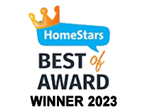 Homestars best of award winner 2023 logo on a white background.