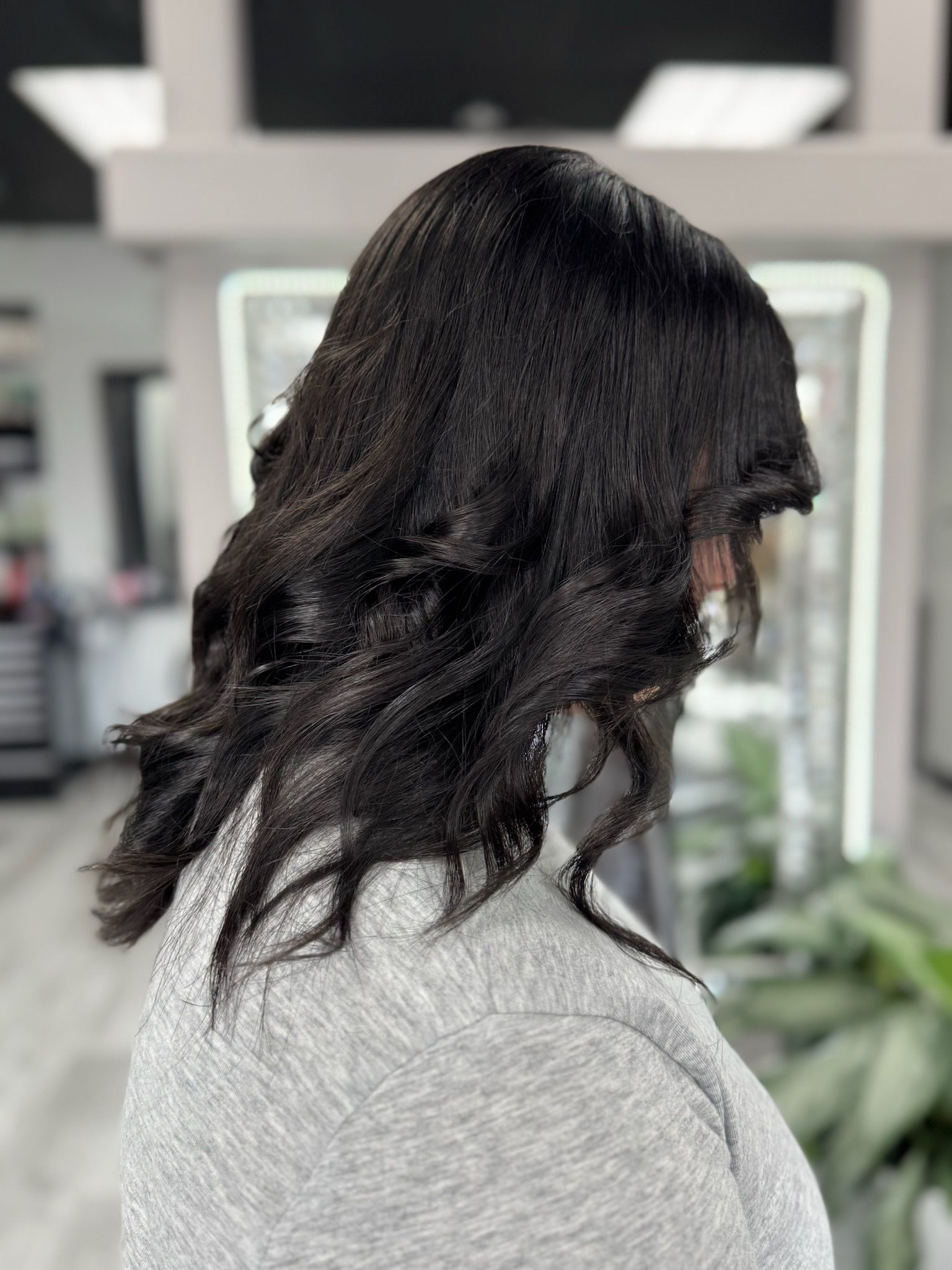 Black curled hair