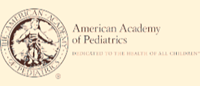 American Academy of Pediatrics logo with seal and beige text on a light background
