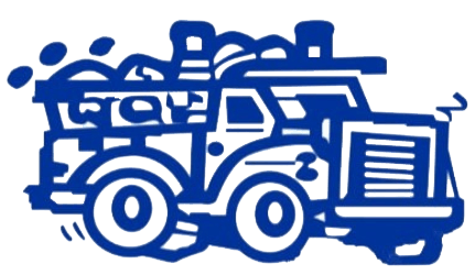 A blue and white drawing of a truck with the word gay on it