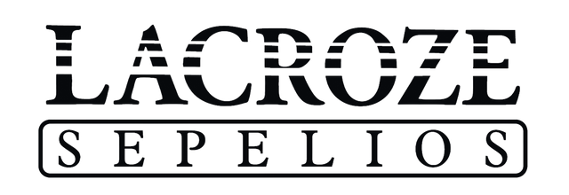 Logotipo negro con la inscripción “LACROZE SEPELIOS” en tipografía serif en negrita y un icono decorativo encima.