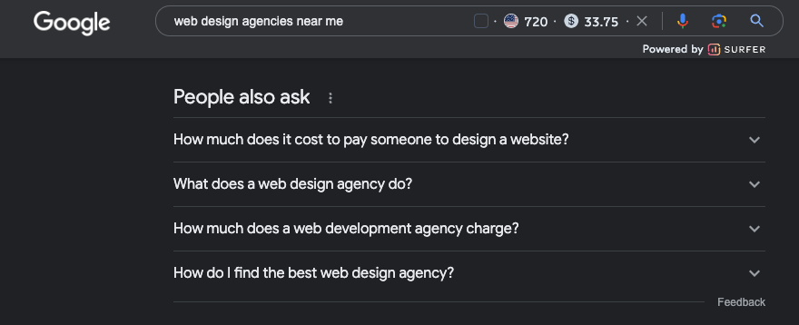 PAA Section on Google