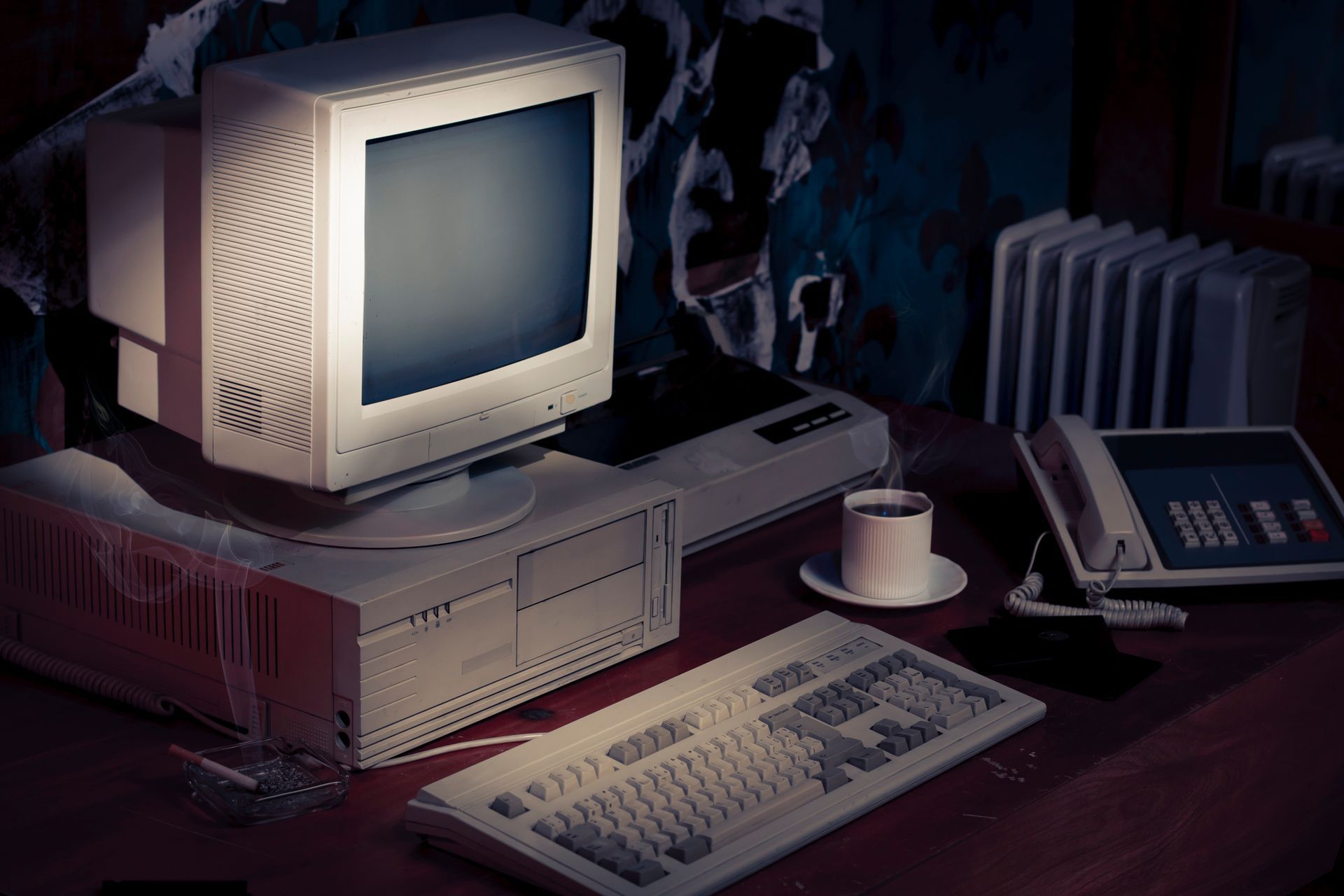 old outdated website design and computer