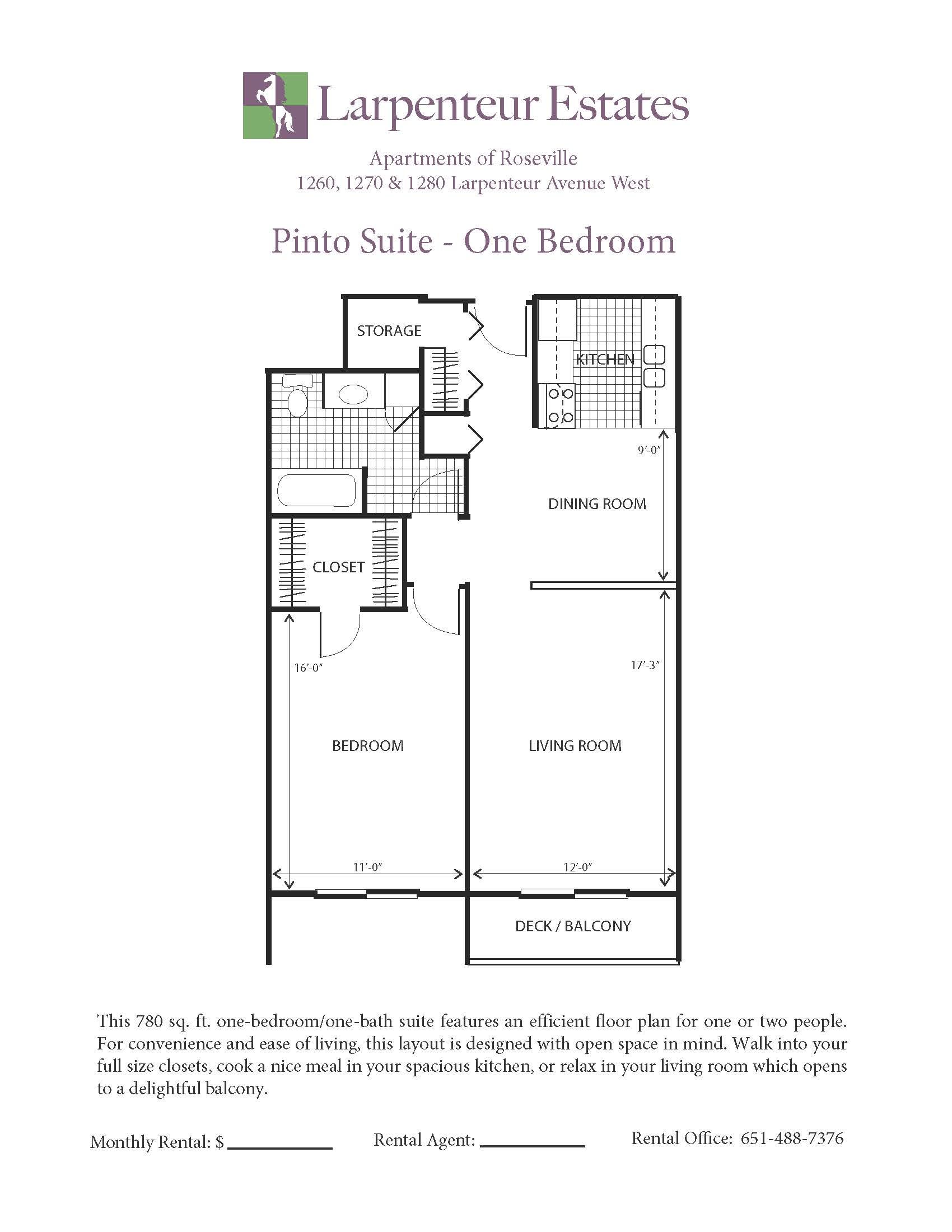 Floor Plan - Pino suite- 1 bed | 1 bath 