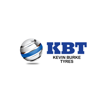 KBT Kevin Burke Tyres logo with a silver and blue tire sphere icon
