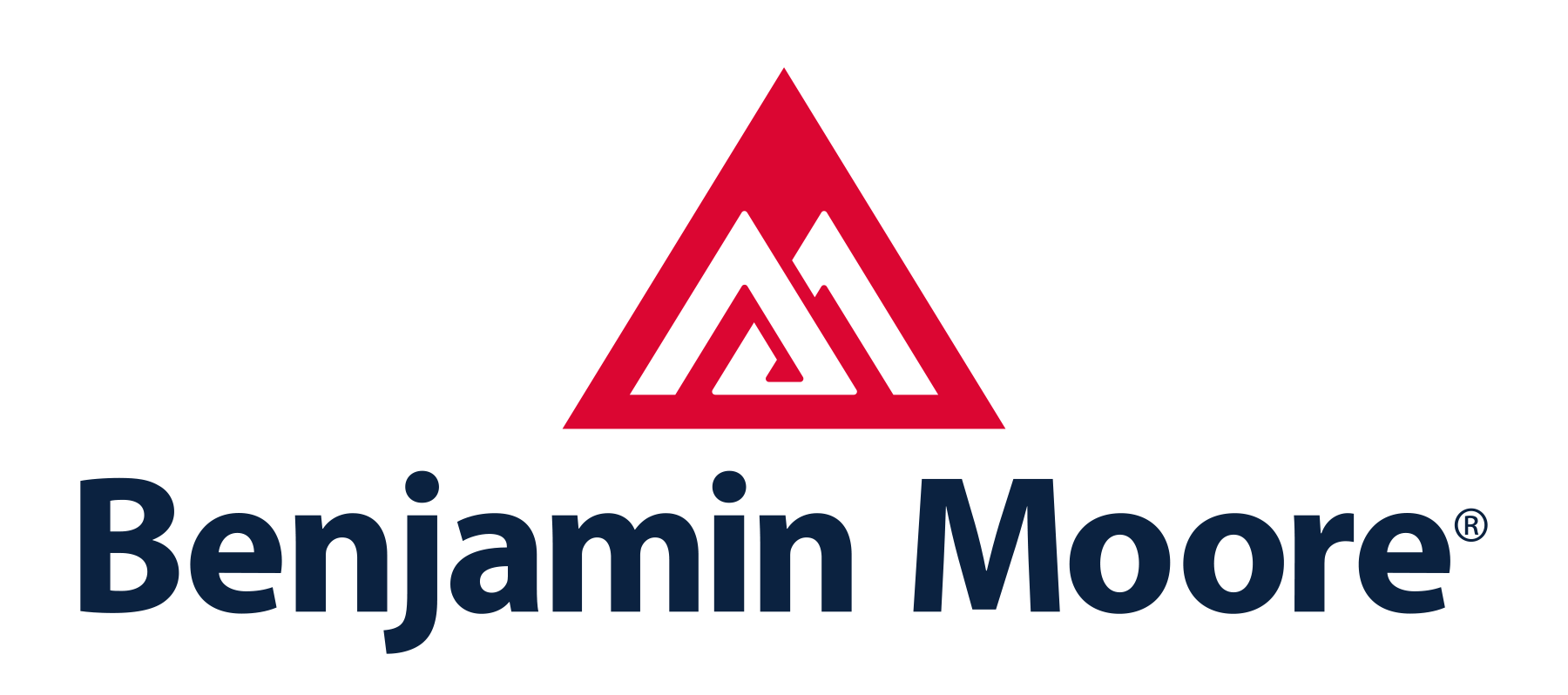 Benjamin Moore logo with red triangular mark and blue text on white background