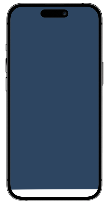 Blue smartphone with dark blue screen, black border, and notch at the top.
