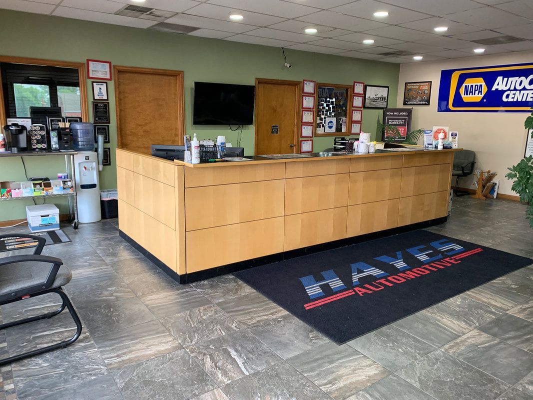 Our front desk inside of our shop in Longmont, CO | Hayes Automotive