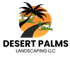Desert Palms Landscaping LLC logo with palm trees, desert sunset, and winding road
