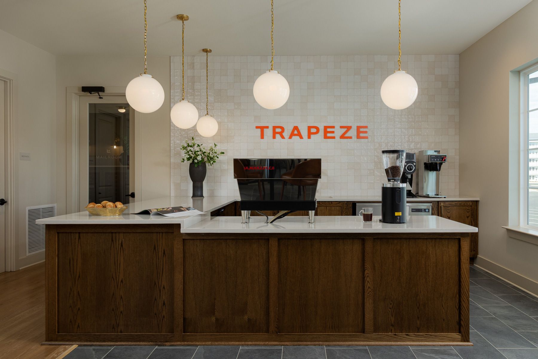 Kitchen counter with coffee equipment and