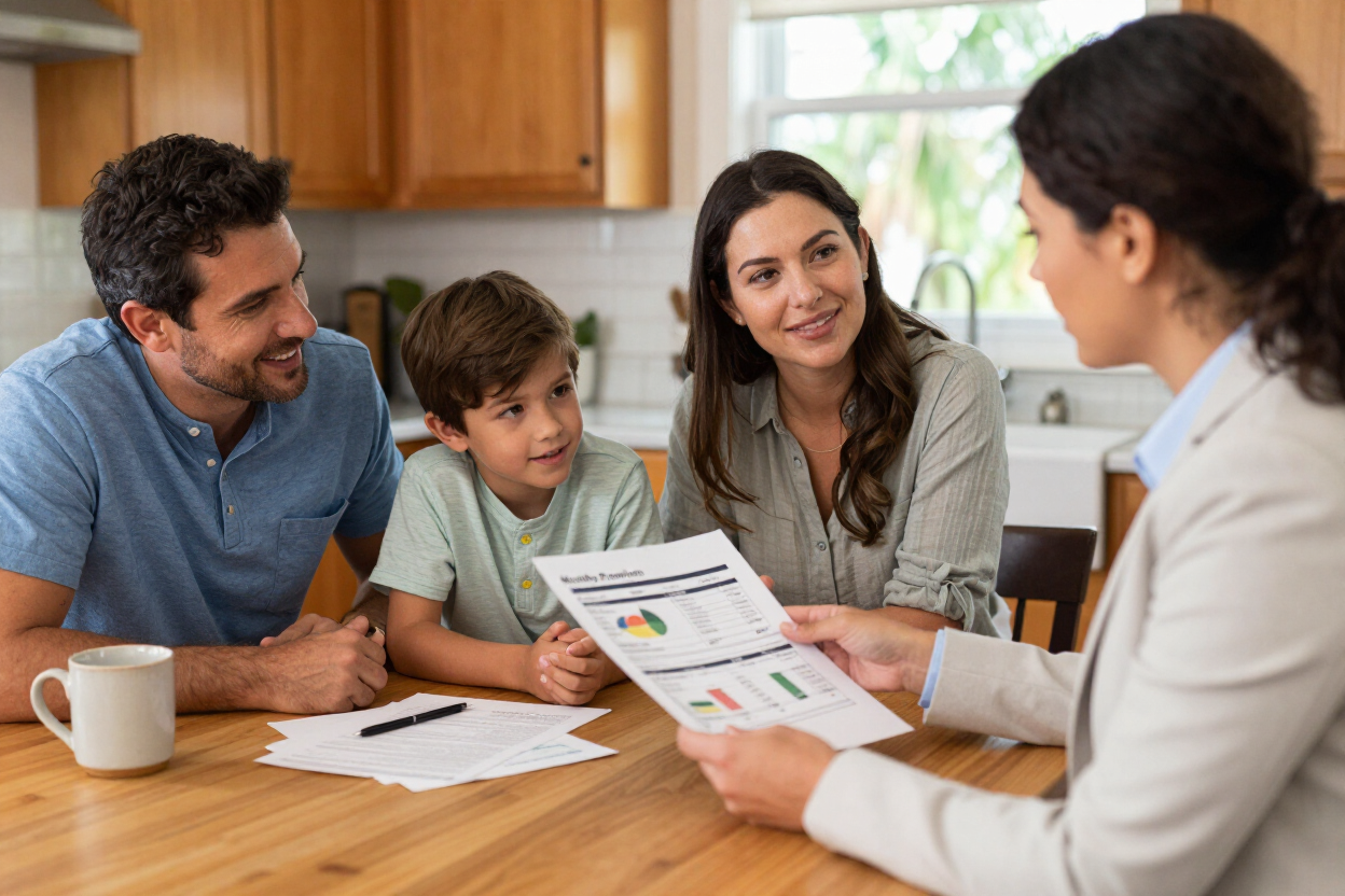 Family reviewing health insurance costs