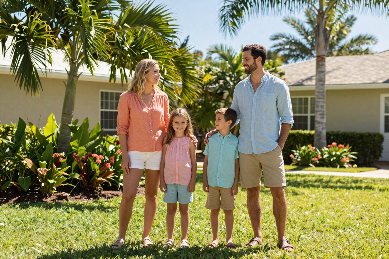 Happy Florida family outdoors