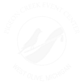 Faint circular logo with two birds perched on a branch inside a ring