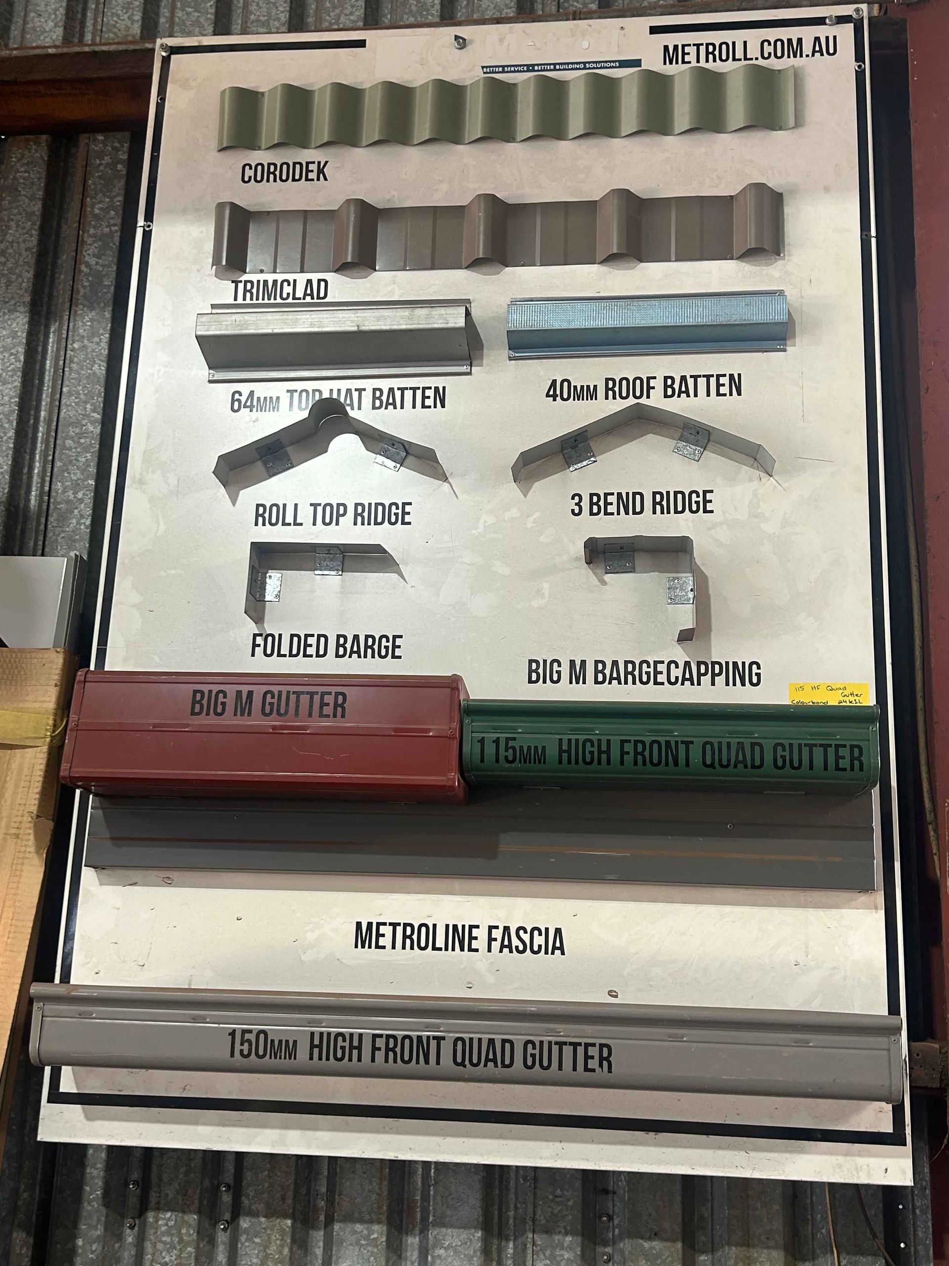 Roofing and Guttering display— Western Pacific Steel in South Grafton, NSW