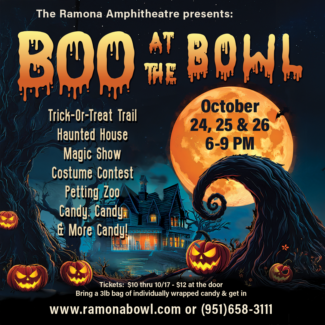 Photo of poster detail from Boo at The Bowl, annual Halloween event at the Ramona Bowl Amphitheatre