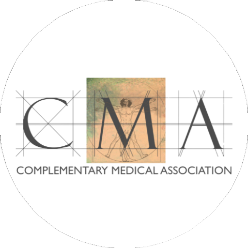 CMA logo with stylized black letters over a map background, reading “Complementary Medical Association”