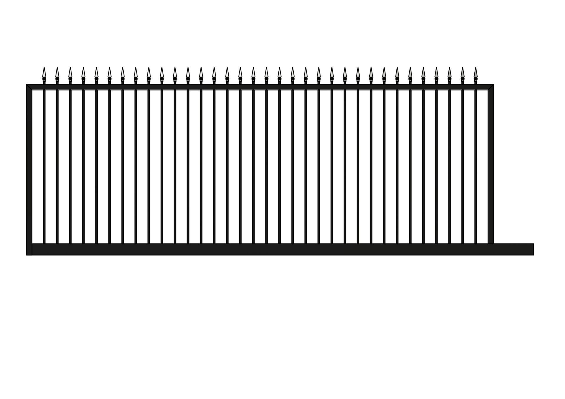 A black and white drawing of a gate.