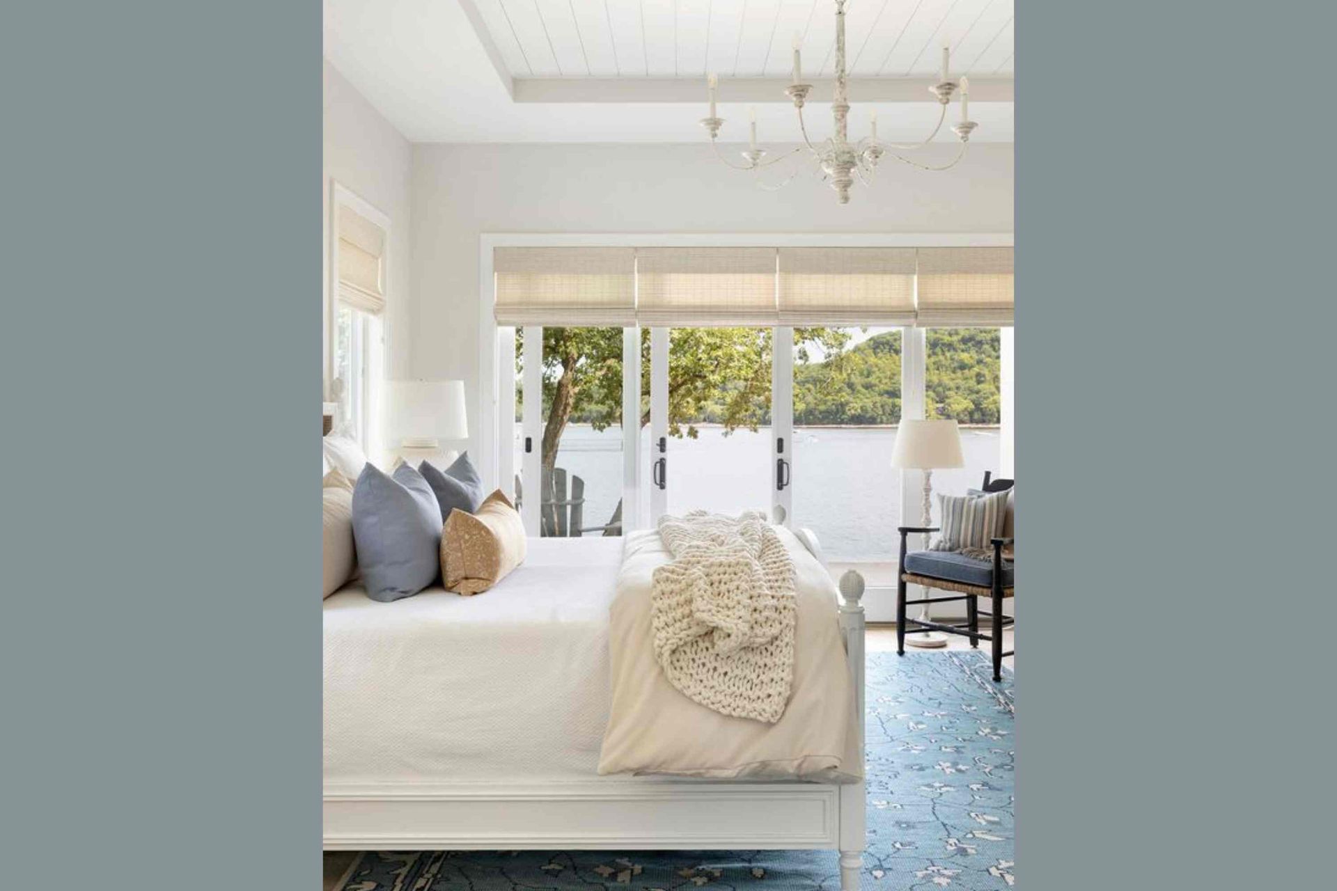 Hunter Douglas Provenance® Woven Wood Shades on sliding glass doors near Newton, Massachusetts (MA)