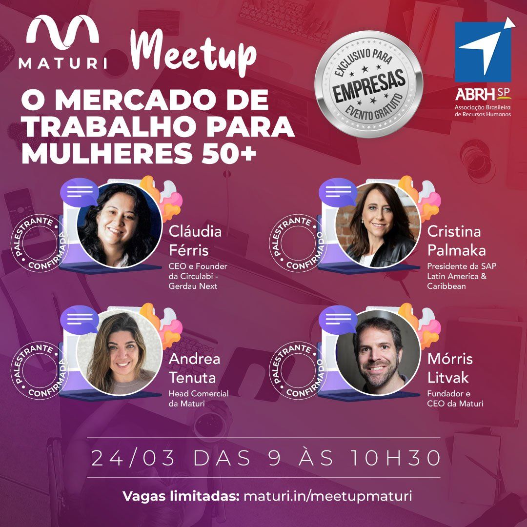 imagem mostra os palestrantes confirmados no meetup Maturi