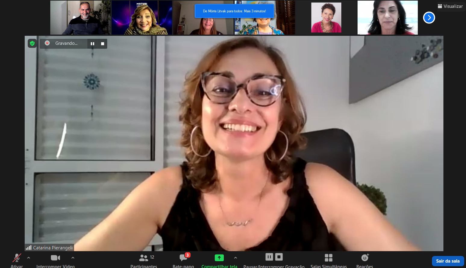 print de Catarina Pierangeli durante uma das oficinas do primeiro dia de MaturiFest