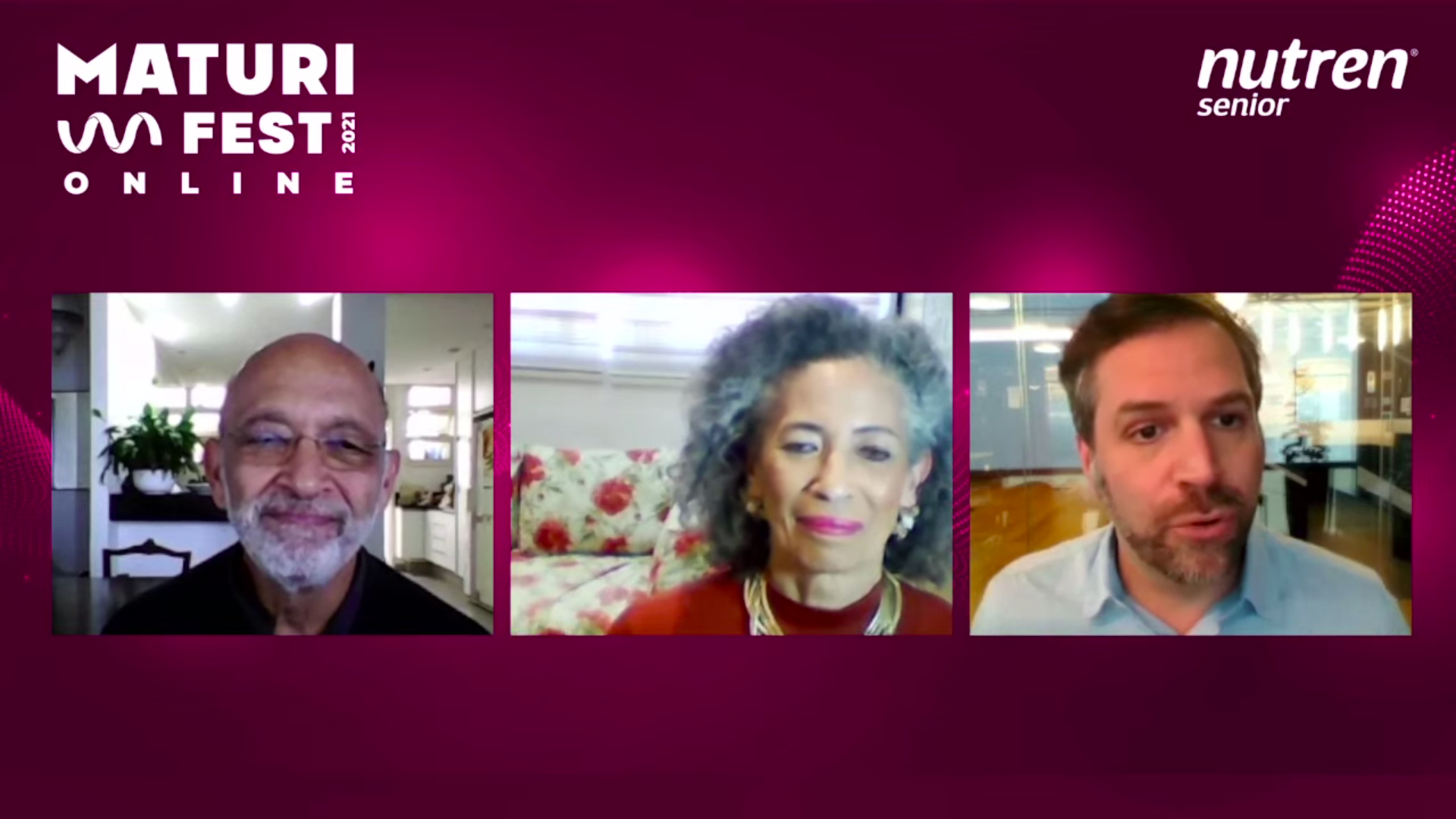 corte do Maturi Fest Online, o painel de abertura com Alexandre Kalache, Marilia Berzins e Mórris Litvak