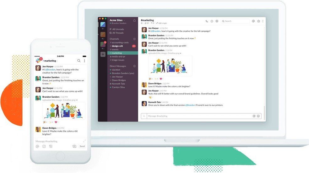 imagem da ferramenta de comunicação slack, essa ferramenta pode ser usada para a comunicação interna da equipe ou externa com clientes, fornecedores, etc.