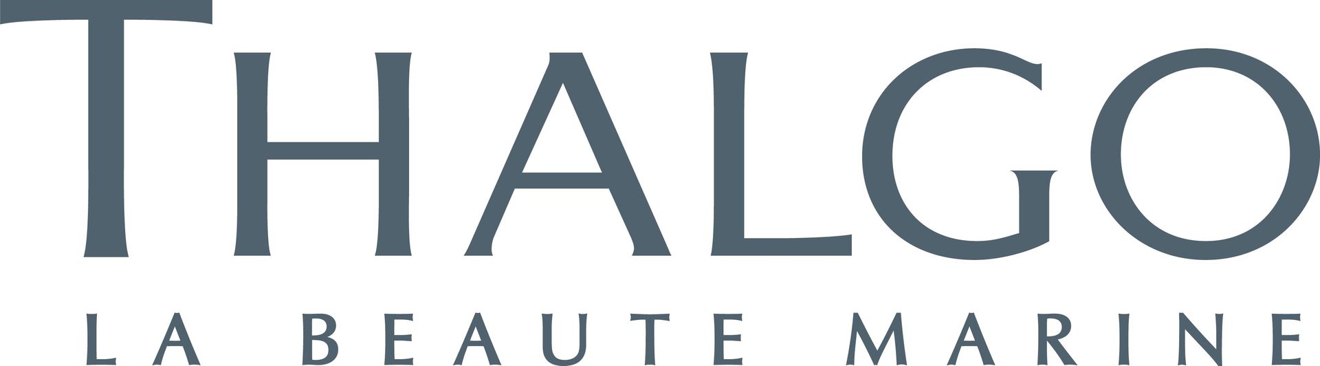 Ein Logo für Thalgo La Beaute Marine auf weißem Hintergrund