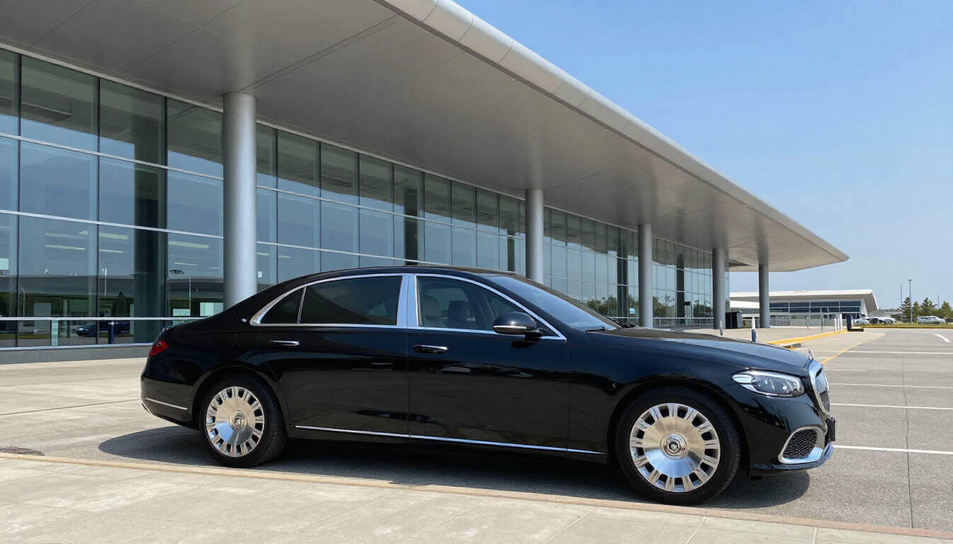 Professional airport limo service in New Orleans waiting at MSY terminal.