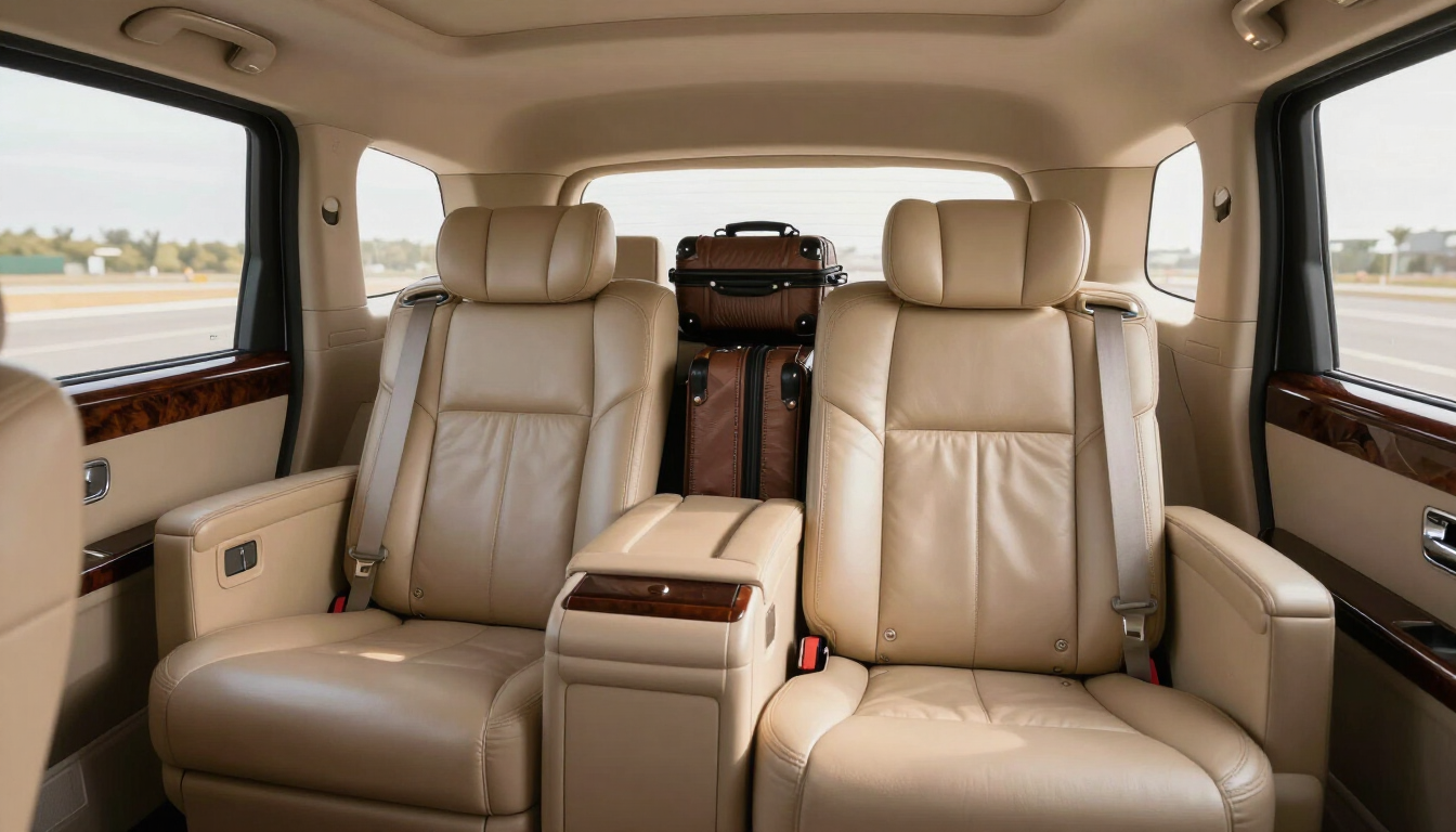 Limo interior prepared for an airport passenger