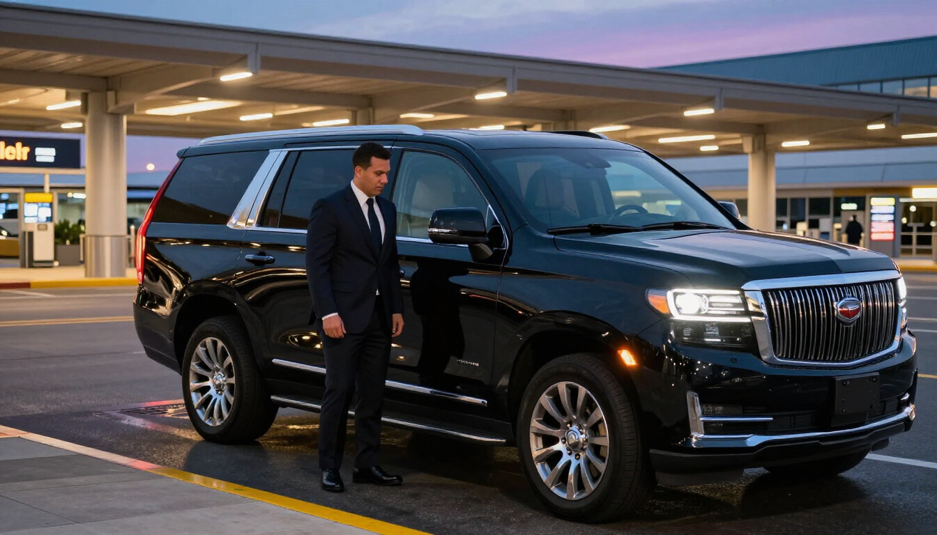 Professional limo arriving at MSY airport
