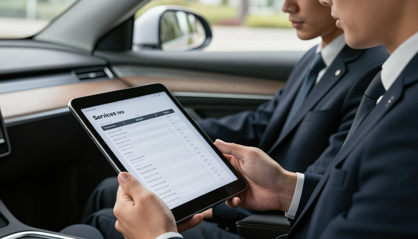 Client reviewing an itemized limousine transportation quote
