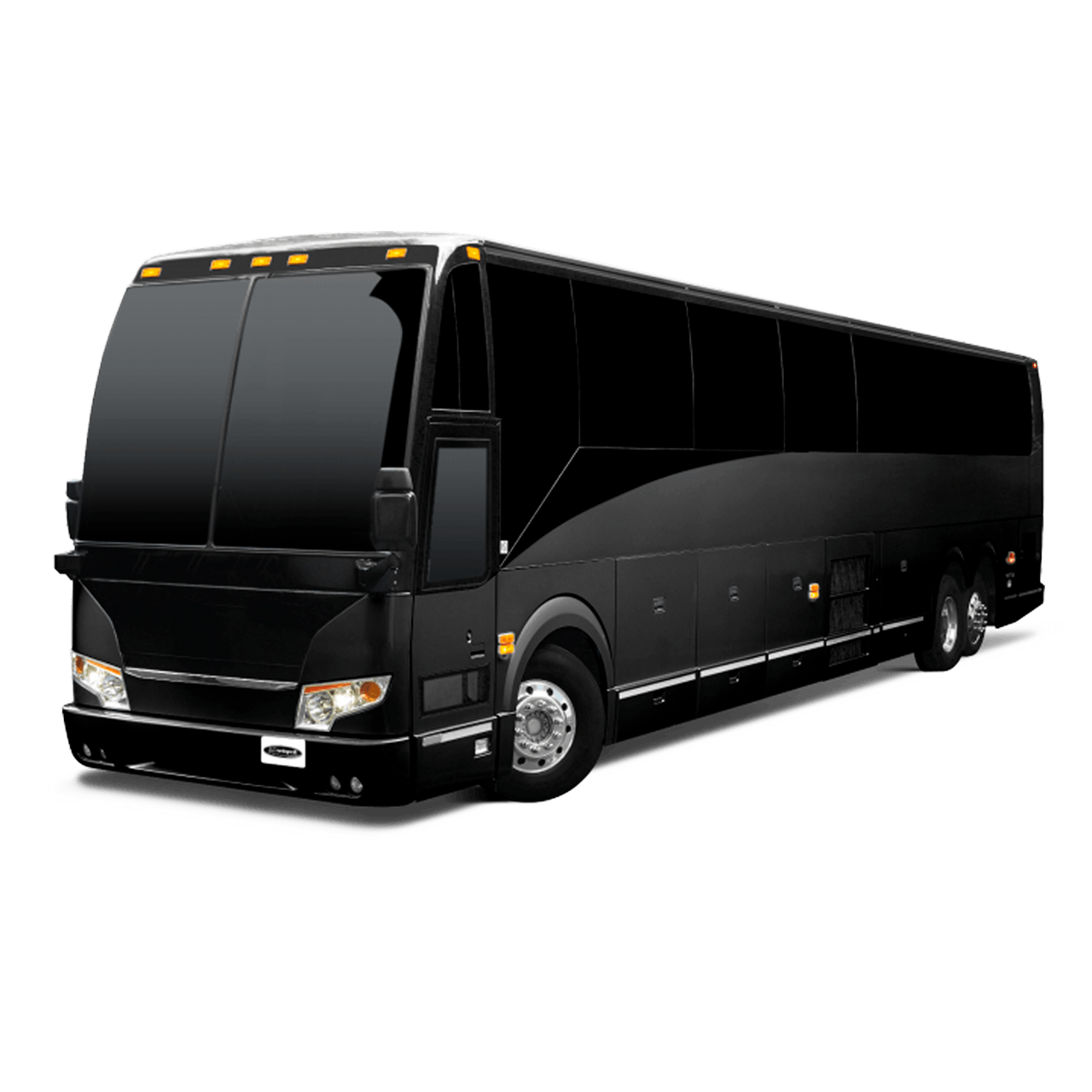 A black van is parked on a white background.