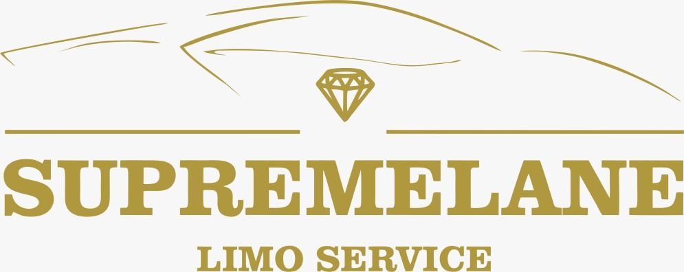 Gold SupremeLame Limo Service logo with stylized car outline and diamond icon on white background