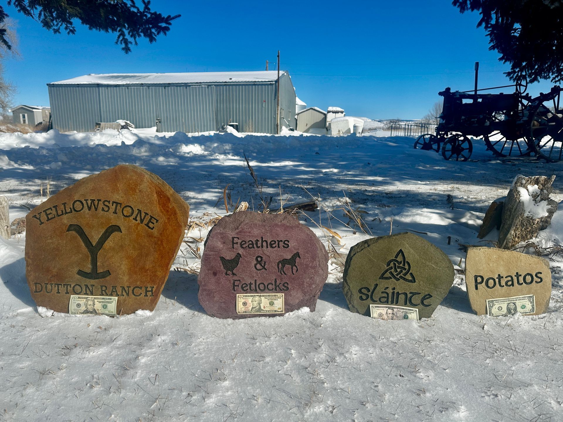 Stones with painted names 