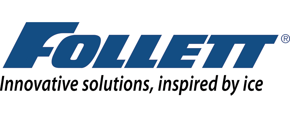 Follett logo in blue, tagline "Innovative solutions, inspired by ice".