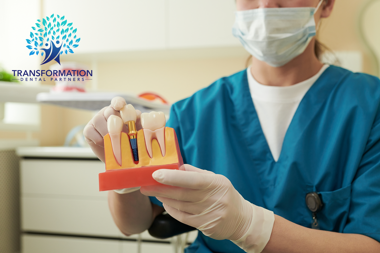 Woman at the dentist, smiling while teeth are being examined with dental tools, in a medical setting.