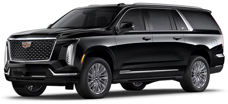 A black chevrolet suburban suv is shown on a white background.