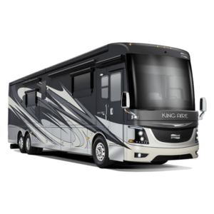 Black and silver luxury motorcoach bus on a white background